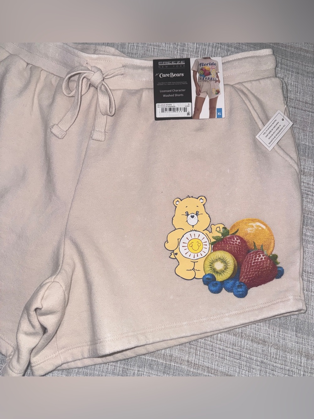 Care Bears Fruit Mix Freeze New York Drawstring Character Athleisure Shorts NWT